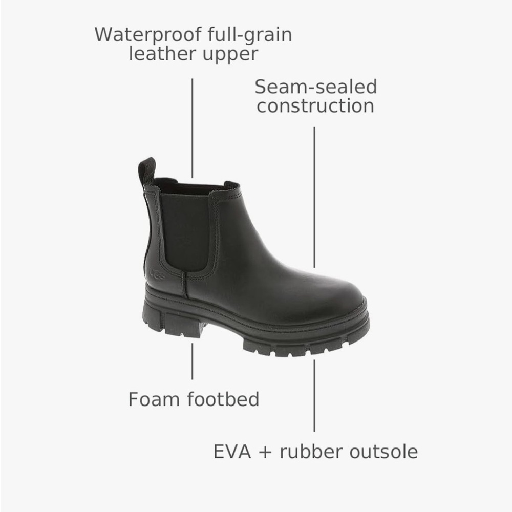 UGG Women's Ashton Chelsea Boot, Black, 10 - Picture 3 of 7